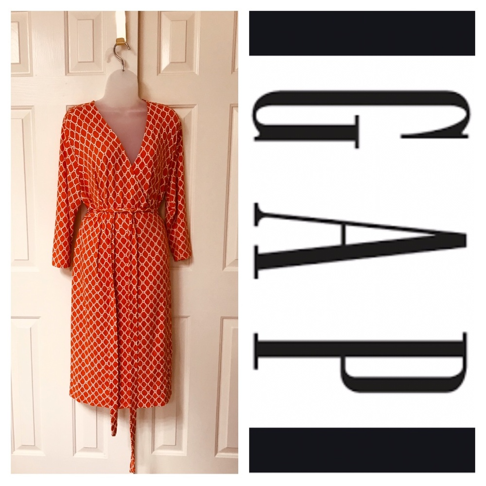 Orange and white Gap wrap dress 2XL